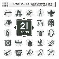 icona impostato americano indigeno. relazionato per primitivo simbolo. comico stile. semplice design modificabile. semplice illustrazione vettore
