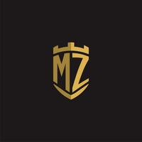 iniziali mz logo monogramma con scudo stile design vettore