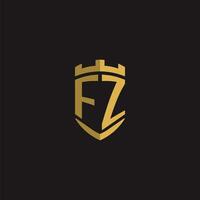 iniziali fz logo monogramma con scudo stile design vettore