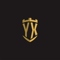 iniziali yx logo monogramma con scudo stile design vettore