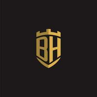 iniziali bh logo monogramma con scudo stile design vettore
