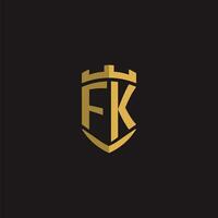 iniziali fk logo monogramma con scudo stile design vettore