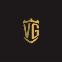 iniziali vg logo monogramma con scudo stile design vettore