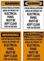 avvertimento cartello osha regolamenti - la zona nel davanti di elettrico pannello dovere essere tenuto chiaro per 36 pollici vettore