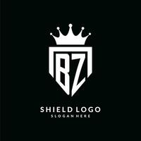 lettera bz logo monogramma emblema stile con corona forma design modello vettore