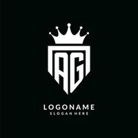 lettera ag logo monogramma emblema stile con corona forma design modello vettore