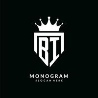 lettera bi logo monogramma emblema stile con corona forma design modello vettore