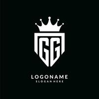 lettera gg logo monogramma emblema stile con corona forma design modello vettore