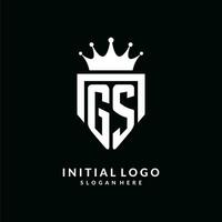 lettera gs logo monogramma emblema stile con corona forma design modello vettore