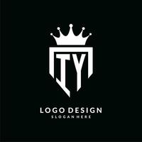 lettera io logo monogramma emblema stile con corona forma design modello vettore