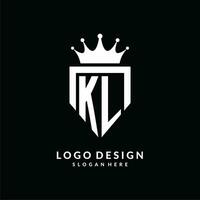 lettera kl logo monogramma emblema stile con corona forma design modello vettore