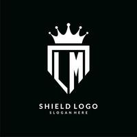 lettera lm logo monogramma emblema stile con corona forma design modello vettore