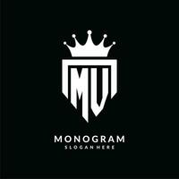 lettera mv logo monogramma emblema stile con corona forma design modello vettore
