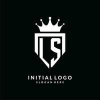 lettera ls logo monogramma emblema stile con corona forma design modello vettore