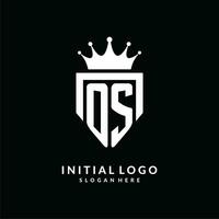 lettera os logo monogramma emblema stile con corona forma design modello vettore