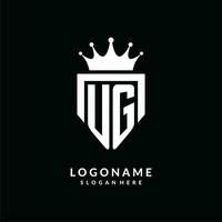 lettera ug logo monogramma emblema stile con corona forma design modello vettore