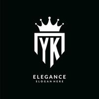 lettera yk logo monogramma emblema stile con corona forma design modello vettore