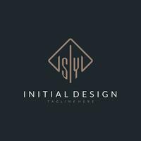 si iniziale logo con curvo rettangolo stile design vettore