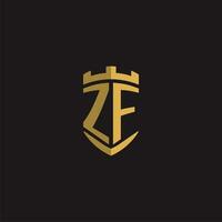 iniziali zf logo monogramma con scudo stile design vettore