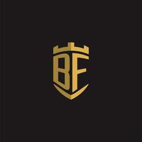 iniziali bf logo monogramma con scudo stile design vettore