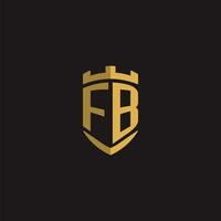 iniziali fb logo monogramma con scudo stile design vettore