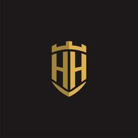 iniziali hh logo monogramma con scudo stile design vettore