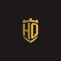 iniziali hq logo monogramma con scudo stile design vettore