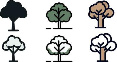 albero silhouette e albero icona vettore illustrazione