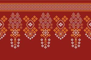 etnico geometrico tessuto modello attraversare punto.ikat ricamo etnico orientale pixel modello rosso sfondo. astratto, vettore, illustrazione. trama, abbigliamento, cornice, decorazione, motivi, seta sfondo. vettore