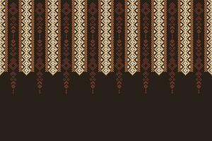 etnico geometrico tessuto modello attraversare punto.ikat ricamo etnico orientale pixel modello Marrone sfondo. astratto, vettore, illustrazione. trama, abbigliamento, cornice, decorazione, motivi, seta sfondo. vettore