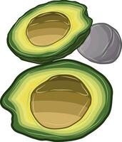 maturo avocado siamo tagliare nel metà e il semi siamo RIMOSSO. vettore