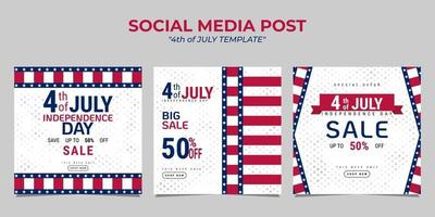 design moderno del modello di banner post sui social media per noi celebrazione del giorno dell'indipendenza vettore