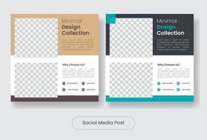 set di modelli di banner post per social media mobili dal design minimale vettore