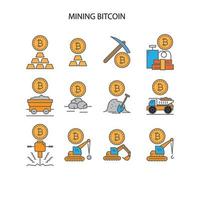set di icone bitcoin minerario vettore