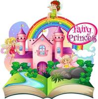 Libro pop-up 3D con tema piccola principessa vettore