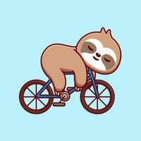 carino bradipo addormentato su bicicletta cartone animato vettore icona illustrazione. animale sport icona concetto isolato premio vettore. piatto cartone animato stile