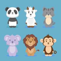 simpatico personaggio animale set illustrazione cute vettore