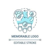 icona del concetto di logo memorabile. principio di progettazione logotipo idea astratta linea sottile illustrazione. scorciatoia visiva del marchio originale e indimenticabile. disegno a colori contorno vettoriale isolato. tratto modificabile