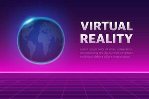 metaverso tecnologia concetto. digitale spazio. virtuale realtà. 3d vettore. mondo carta geografica. vettore