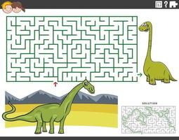 gioco educativo labirinto con dinosauro dei cartoni animati vettore