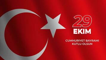29 ekim cumhuriyet bayrami kutlu olsun saluto con ondulato tacchino bandiera sfondo vettore