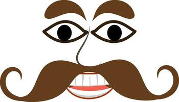illustrazione di ridendo ravana viso con grande baffi. vettore