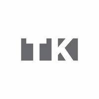 tk logo monogramma con modello di design in stile spazio negativo vettore