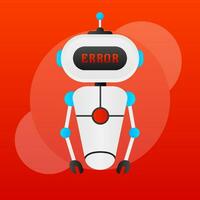 errore chatbot glifo icona. silhouette simbolo. talkbot con errore nel discorso bolla. errore bot. artificiale intelligenza vettore