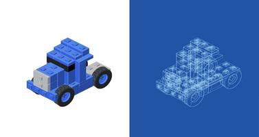 blu camion concetto nel isometrico stile per Stampa e decorazione. vettore illustrazione.