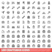 100 artigiano icone impostare, schema stile vettore