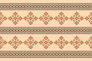 etnico geometrico tessuto modello attraversare punto.ikat ricamo etnico orientale pixel modello Marrone crema sfondo. astratto, vettore, illustrazione. trama, abbigliamento, cornice, motivi, seta sfondo. vettore