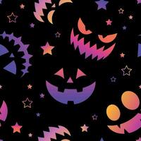 Halloween neon zucca facce modello vettore