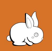 carino coniglio animale bosco cartone animato digitale francobollo schema vettore