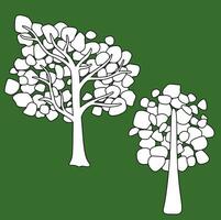 bosco albero foresta natura cartone animato digitale francobollo schema vettore
